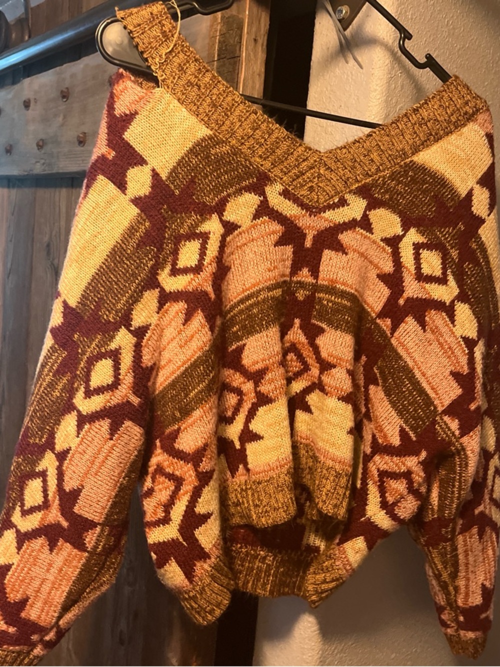 Vintage-Inspired Geometric Knit Sweater - Multi-Color